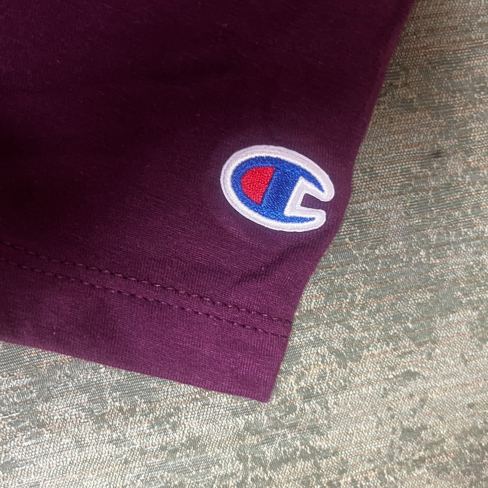 Champion T Shirt Womens XS Dark Berry Crew Neck Short Sleeve Cotton Plain - Picture 3 of 6